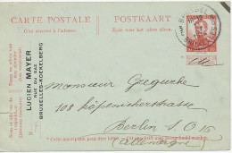 BELGIEN 1914 Albert I 10C Postkarte (links Einriß) K1 "BRUSSEL / BRUXELLES 3" Nach BERLIN ABART: Im Wertstempel Linker - Sin Clasificación