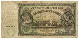Lituania Lietuvos 20 LATU LATVIAN GOVERNMENT STATE TREASURY NOTE 1935 Lotto.573 - Lituanie