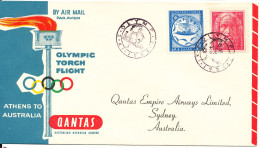 Greece Cover The Qantas Olympic Torch Flight From Athens To Australia 2-11-1956 - Covers & Documents