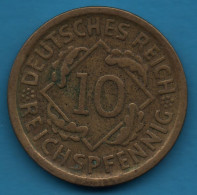 DEUTSCHES REICH 10 REICHSPFENNIG 1929 A KM# 40 - 10 Renten- & 10 Reichspfennig