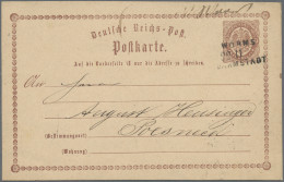 Deutsches Reich - Bahnpost: WORMS - DARMSTADT, L 3 Schwarz Auf Postkarte 2 Kr. N - Sonstige & Ohne Zuordnung