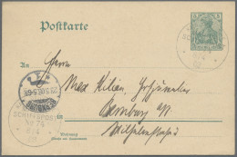 Deutsche Post In China - Stempel: 1903, MARINE-SCHIFFSPOST, Ganzsache Germania 5 - Chine (bureaux)