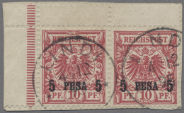 Deutsch-Ostafrika: 1895, Krone/Adler, 10 Pf. Mit Einzeiligem Aufdruck "5 Pesa 5" - German East Africa