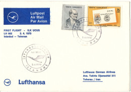 Turkey Cover First Lufthansa Flight LH 602 Istanbul - Teheran 2-4-1970 - Cartas & Documentos