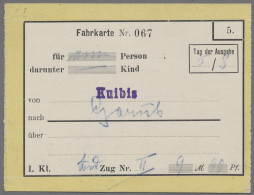 Deutsch-Südwestafrika - Besonderheiten: 1910, Gelbe Fahrkarte I. Klasse Für Eine - German South West Africa