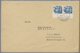 Saarland (1947/56): 1947, Saar I, 75 Pfg. Als Senkrechtes Paar Vom Linken Bogenr - Briefe U. Dokumente