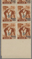 Saarland (1947/56): 1947, Urdruck, 6 F. Auf 24 Pfg., Senkrechter 20er-Streifen ( - Unused Stamps