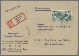 Saarland (1947/56): 1948, Neuauflage, 50 F. Auf 1 SM., KOPFSTEHENDER Aufdruck, E - Brieven En Documenten