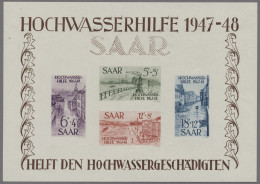 Saarland (1947/56): 1948, Hochwasserblock Postfrisch Mit Einigen Leichten Kleine - Ongebruikt