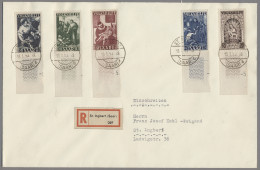 Saarland (1947/56): 1949, Volkshilfe, Gemälde I, Der Komplette Satz Auf überfran - Lettres & Documents