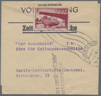 Saarland (1947/56): 1956, Zwei Zeitungs-Streifbänder Der "Saarländischen Volksze - Briefe U. Dokumente