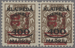 Memel: 1923, 30C Auf 400 M Auf 1 L Braun, Waagerechtes Typenpaar I/III Postfrisc - Memel (Klaïpeda) 1923