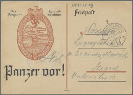 Feldpost 2. Weltkrieg: 1942, Feldpostkarte Mit Abbildung Des Panzerkampfabzeiche - Autres