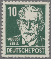 DDR: 1953, Köpfe Mit Wz. 2, Bebel, 10 Pfg. Dunkel- Bis Schwärzlichgrün In Der Se - Neufs