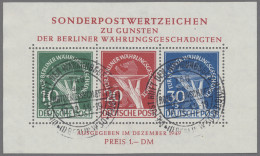 Berlin: 1949, Währungsgeschädigten-Block Entwertet Mit Entsprechendem Sonderstem - Oblitérés