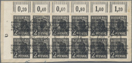 Bizone: 1948, Bandaufdruck Auf 2 Pfg. Arbeiter Im Eckrand-12er-Block Mit Drucker - Sonstige & Ohne Zuordnung