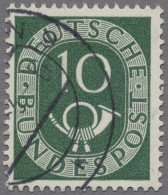 Bundesrepublik Deutschland: 1951, 10 Pf Posthorn Mit Dem Seltenen Wasserzeichen - Used Stamps
