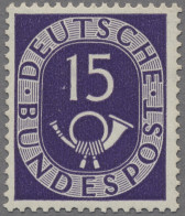 Bundesrepublik Deutschland: 1951, 15 Pf. Posthorn Mit Dem Wasserzeichen 4 Z Post - Ongebruikt