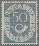 Bundesrepublik Deutschland: 1952, 50 Pf. Posthorn Mit Wasserzeichen 4 Z Gestempe - Gebruikt