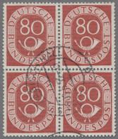 Bundesrepublik Deutschland: 1952, 80 Pf. Posthorn Im Viererblock Gestempelt, Fot - Used Stamps