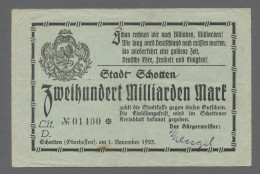 Deutschland - Notgeld - Hessen: SCHOTTEN; 1923, Partie Von 4 Notgeldscheinen Der - Lokale Ausgaben