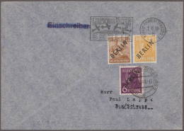 Berlin: 1948/1949, Sechs Belege Mit Schwarzaufdrucken, Dabei Ein Brief Mit 6 Pf - Brieven En Documenten