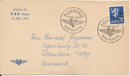 Norway Cover SAS Day Fornebu 14-5-1950 Single Franked Sent To Denmark - Brieven En Documenten