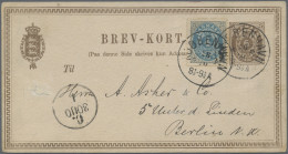 Denmark: 1878-1893, Vier Belege, Davon Ein R-Brief Und Drei Ganzsachen Mit Zusat - Autres & Non Classés