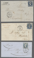 France: 1855-1862, Partie Von 5 Faltbriefen Mit Einzelfrankaturen Der Mi.Nr. 13, - Verzamelingen