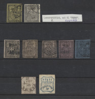 Italian States - Parma: 1852-1859, Kleine Gestempelte Partie Auf Einer Stecktafe - Parma