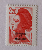 SPM 1986 Liberté De Gandon Surchargé Neuf - Unused Stamps