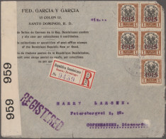 Dominican Republic: 1898/1916, Three Commercial Covers: Coat Of Arms 5c. Blue (M - Repubblica Domenicana