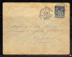 1E73 - ENTIER SAGE SUR LETTRE DE MONTDIDIER DU 21/03/1892 - Bigewerkte Envelop  (voor 1995)