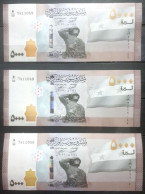 SYRIA ,SYRIE, NEW ISSUES 5000 Syrian Pounds 2023, (3 Pieces) Serial Numbers, UNC... - Syria