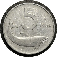 Monnaie Italie - 1954 - 5 Lire - Type 2 (proche Bordure) - 5 Liras