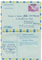 Katanga Aérogramme Belgisch Congo Belge Surcharge Locale ? Obl. Elisabethville 8/1/63 > Thuin - Katanga