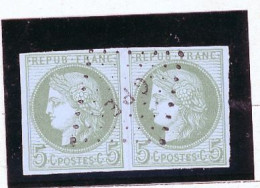 GUADELOUPE N°17 COLONIES GÉNÉRALES-PAIRE CERÈS 5 C VERT /AZURÉ-OBL LOSANGE G P E - Gebraucht