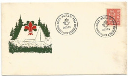 Scout Explorers Camp In Norway - Special Cachet Asker 24jun1964 On Official CV - Covers & Documents