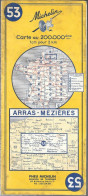 CARTE-ROUTIERE-MICHELIN-N °53-1967-ARRAS-MEZIERES-Imprim Dechaux-BE ETAT-Pas De Plis Coupés - Carte Stradali