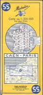 CARTE-ROUTIERE-MICHELIN-N °55-1971-11é Ed-CAEN-PARIS-Imprim Dechaux-BE ETAT-Pas De Plis Coupés - Strassenkarten