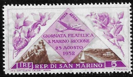 SAN MARINO - 1952 - POSTA AEREA - GIORNATA FILATELIA - NUOVO MNH** ( YVERT AV 95- MICHEL 488  - SS A106) - Airmail