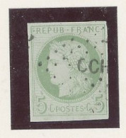 COCHINCHINE  - N°17 COLONIES GÉNÉRALES- CERÈS 5 C VERT /AZURÉ  TTB-Obl .LOSANGE C C H  -NOIR-SIGNÉ L.COSNELLE - Usati