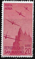 SAN MARINO - 1946 - POSTA AEREA - AEREI LIRE 20 - NUOVO MNH** ( YVERT AV 49- MICHEL 346  - SS A57) - Corréo Aéreo