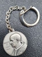 Porte-clés Religieux Années 60 Argent 800 "Pape Paul VI / Vatican / Rome" Religious Medal - Religion & Esotérisme