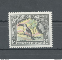 1954-63 British Guiana - Stanley Gibbons N. 344 - 1$ Pink Yellow Green And Black - Bird - Pappagallo - Parrot - MNH** - Sonstige & Ohne Zuordnung