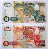 ZAMBIA - 20,50 KWACHA - P 36, P 37 (1992)  - UNC - PCS 2 - BANKNOTES - PAPER MONEY - CARTAMONETA - - Turkménistan