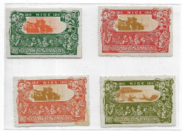 NICE 1912 4 Vignettes Carnaval De Couleurs Différentes - Tourism (Labels)