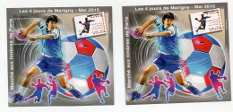 FRANCE BLOC-SOUVENIR DENTELE ET NON DENTELE N°27 HANDBALL  DU MARCHE AUX TIMBRES DE PARIS LES 4 JOURS DE MARIGNY..... - Handbal