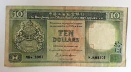 HONG KONG - 10 DOLLARS - P 191A (1987)  - CIRC-  BANKNOTES - PAPER MONEY - CARTAMONETA - - Hongkong