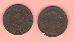 Germania 2 Rentenpfennig 1924 E Mint Germany Allemagne Weimar Republic Bronze Coin - 2 Renten- & 2 Reichspfennig